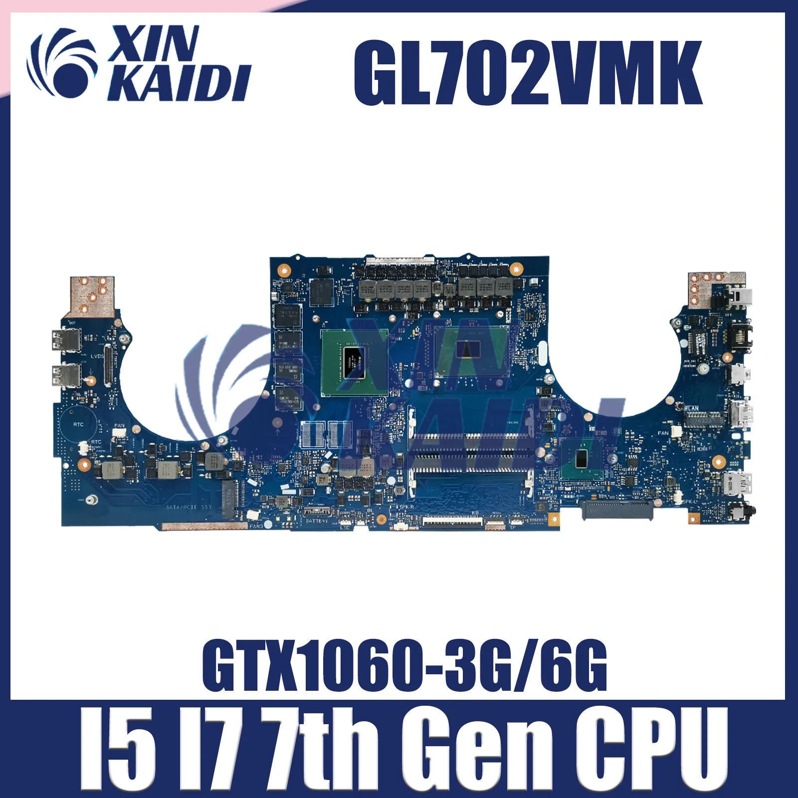 

GL702VM Laptop Motherboard For ASUS FX70V GL702VMK GL702VML GL702 Notebook Mainboard With I5 I7 7th Gen CPU GTX1060 V3G V6G