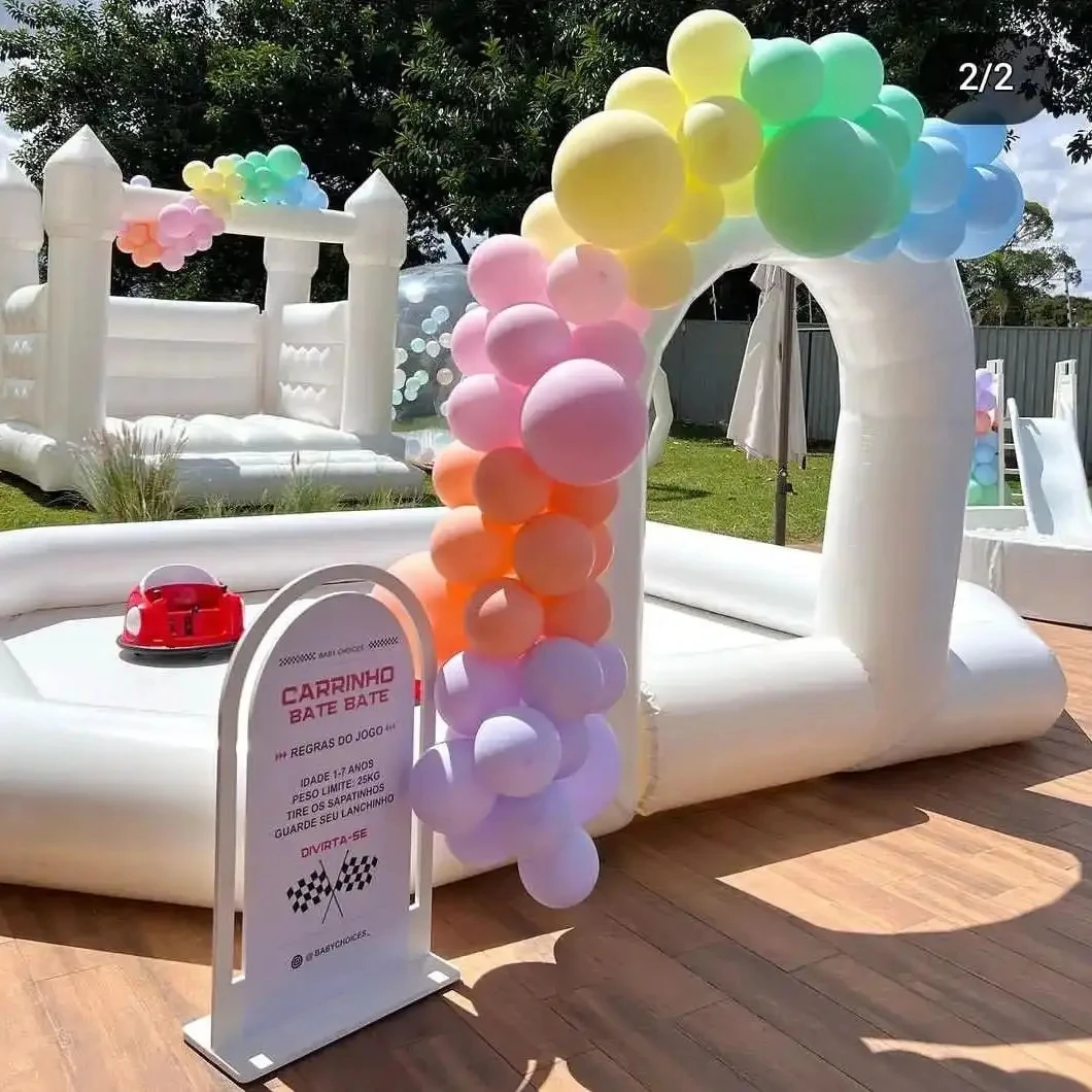 

Custom White PVC Amusement Park Inflatable Bumper Car Track Inflatable Race Track Pipe For Kids Bumper Cars