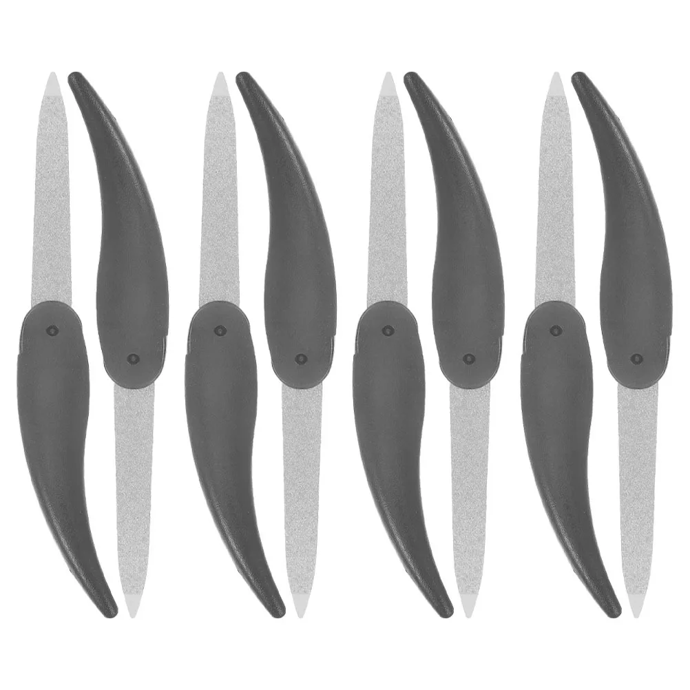 

8 шт., набор пилочек для ногтей в форме рога из нержавеющей стали, двухсторонние складные дорожные маникюрные инструменты для салона дома, черный