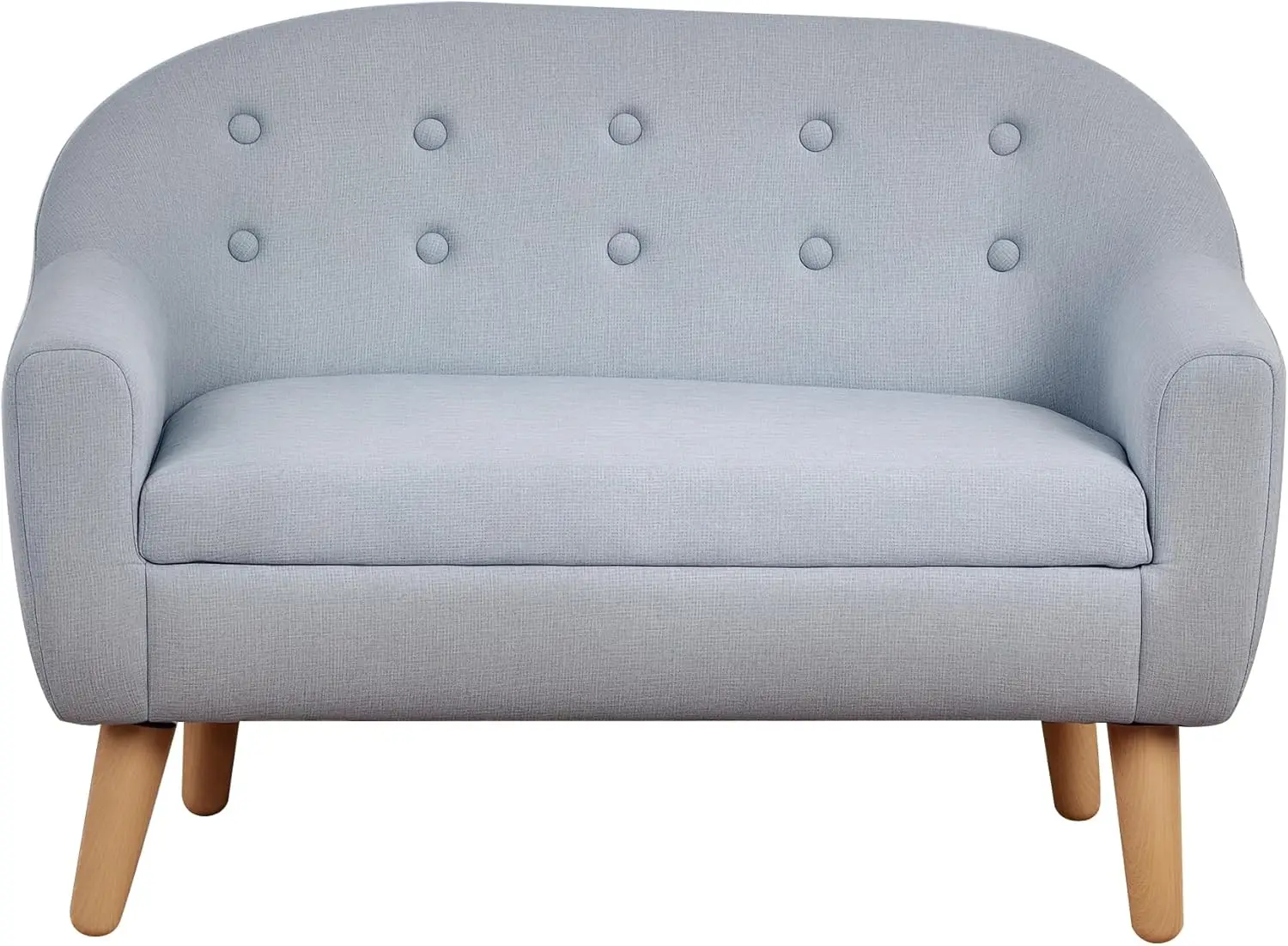 أريكة للأطفال بمقعدين، أريكة أريكة للأطفال الصغار، قماش يشبه الكتان وكرسي أريكة بإطار خشبي للأعمار من 3 إلى 7 سنوات، مقعد مرتفع 11 بوصة، رمادي #1