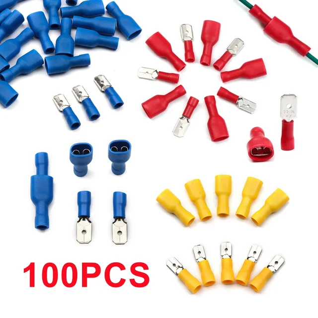 100/60/10 sztuk żeński męski Spade izolowany elektryczny zacisk zaciskany złącza przewodów kabel do okablowania wtyczka zimne tłoczenie końcówki końcówek