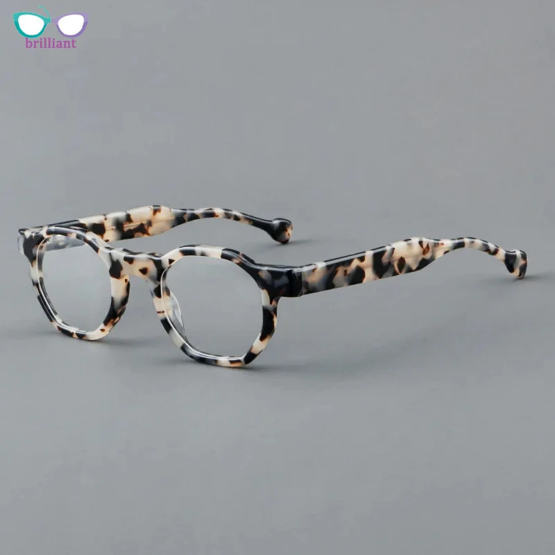 

High Quality Designer Brand Acetate Eyeglass Frame Men's Prescription Myopia Reading Glasses Women's Round Elegant Retro Glasses