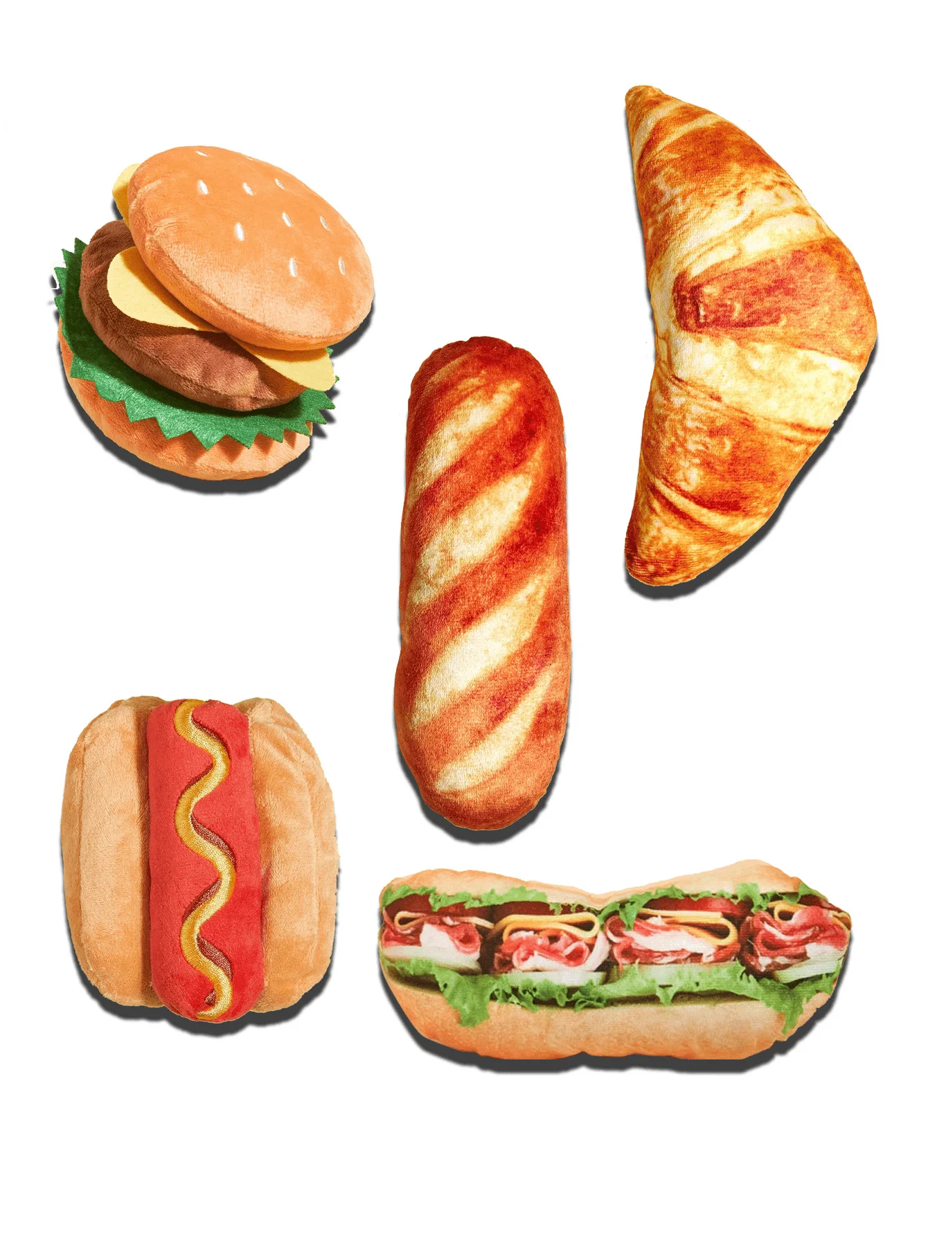 1 simulated food shaped pet sound toy, squeaking pet plush t
