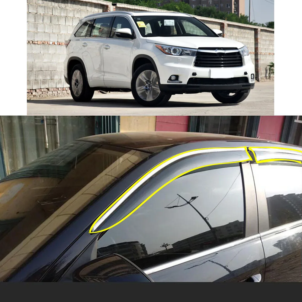

Car Sticker Plastic Window Glass Wind Visor Rain/Sun Guard Vent For TOYOTA Highlander Kluger XU70 2015 2016 2017 2018 2019 2020