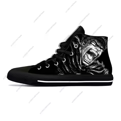 Japanese Anime Manga Berserk Guts Black Swordsman Casual Cloth Shoes High Top Lightweight Breathable Custom Men Women Sneakers