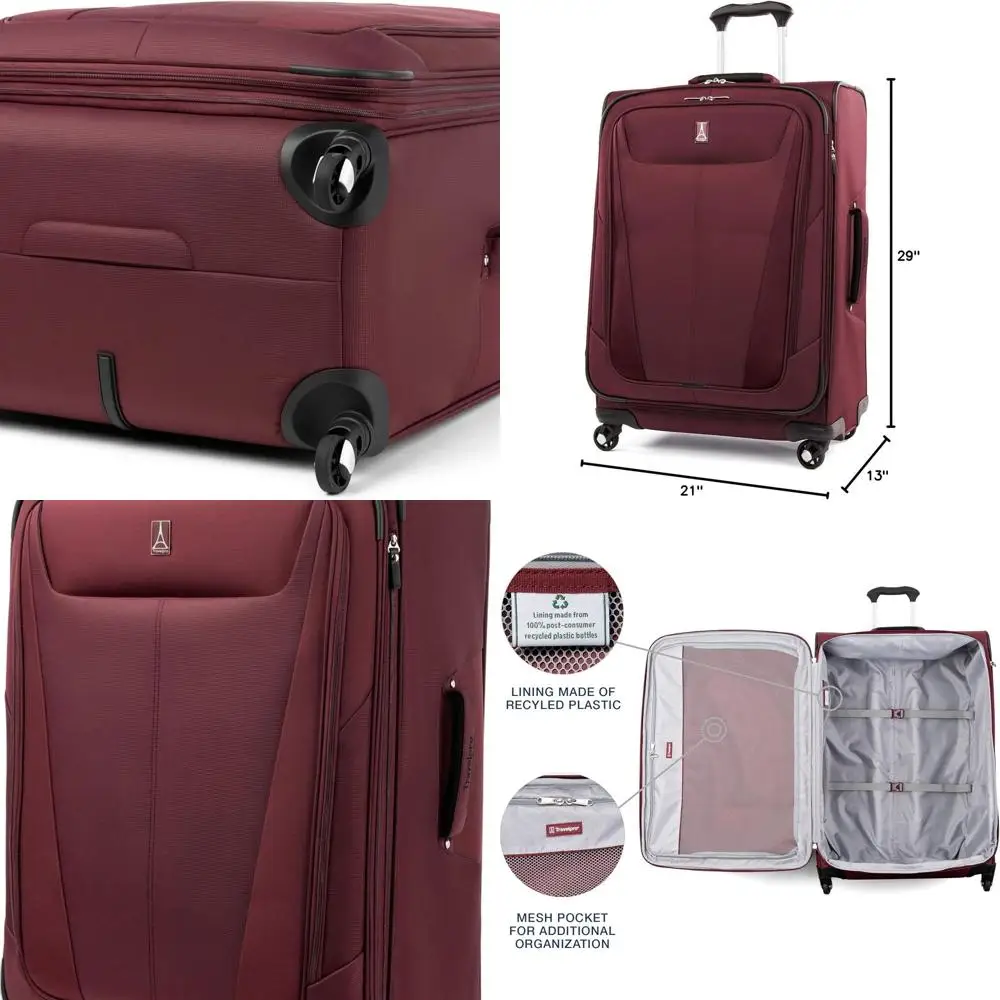 

Expandable Softside Luggage with 4 Spinner Wheels, Lightweight Suitcase, 29-Inch, Burgundy, Men & Women