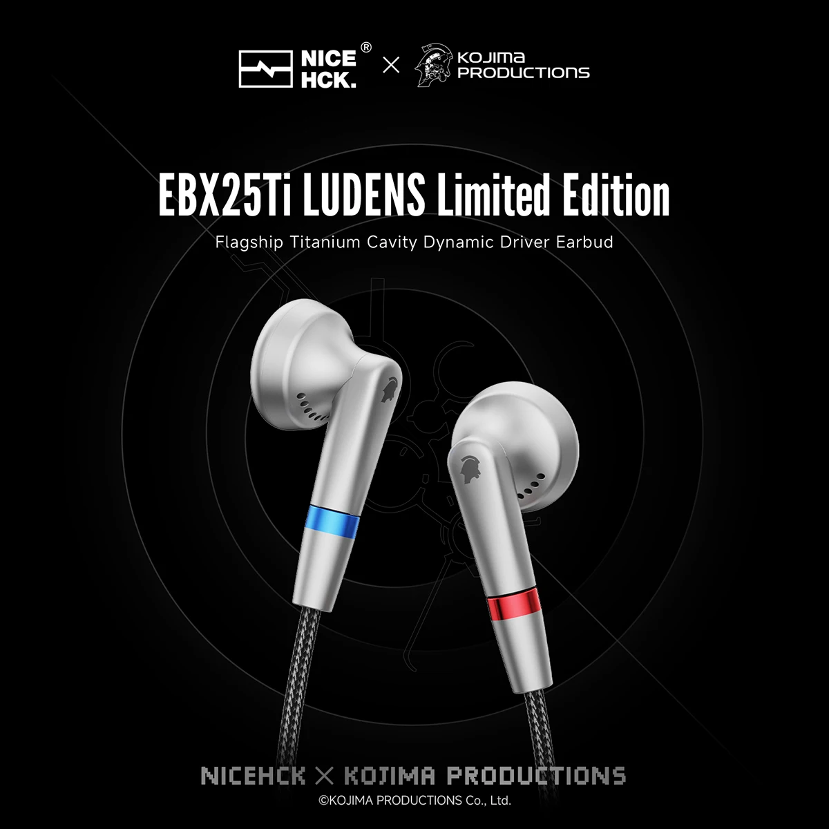 NICEHCK×KOJIMA PRODUCTIONS EBX25Ti LUDENS Limited-Edition Earbud 14.2mm Full-Range DD Titanium Cavity HiFi Audio IEM Earphone