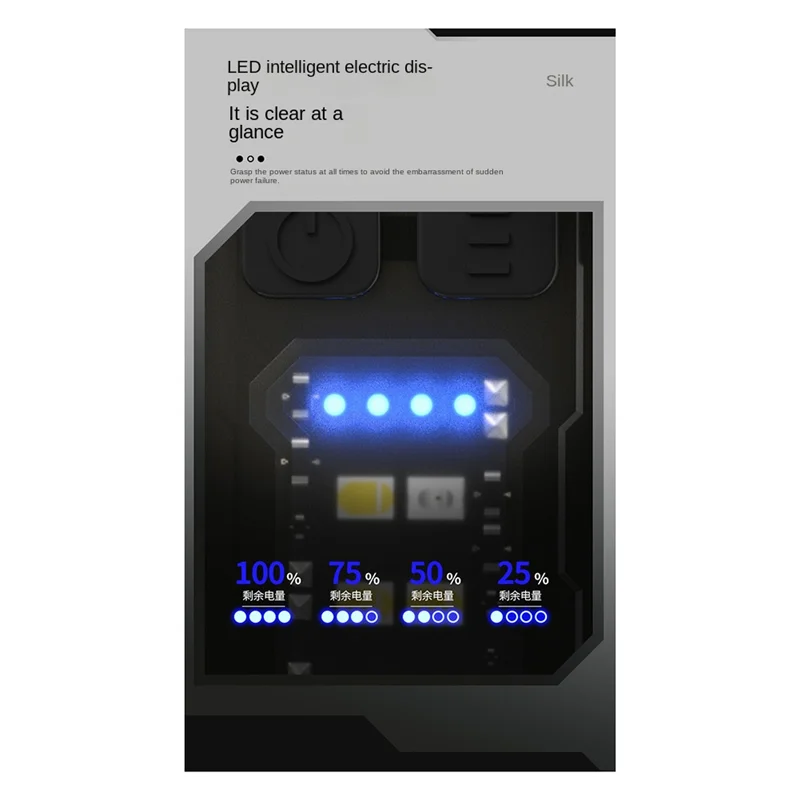 HOES-키체인 LED 조명 Type-C 충전식 작업 조명 정전 비상 재사용 가능한 휴대용 방수 조명 흰색