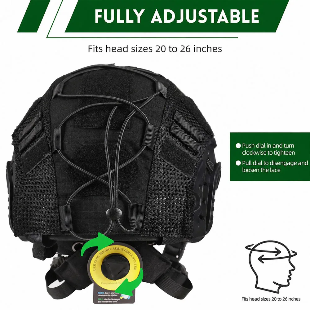 Tactical FAST Helmet Set Adjustable Protective Helmet with Counterweight Pouch Helmet Cover for Airsoft CS Wargame Cosplay