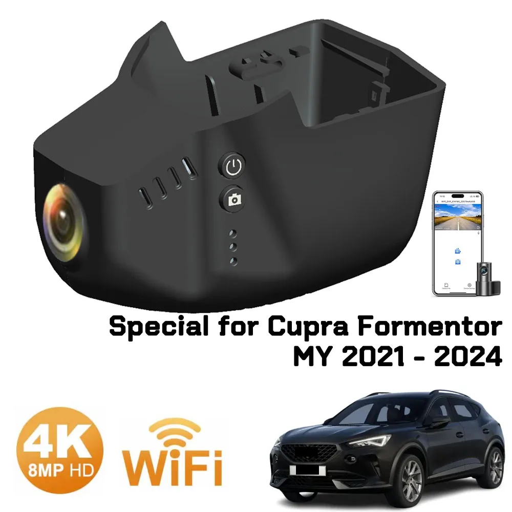 Dashcam Front and Rear Dash Cam 4K Wifi Dual Camera Dash Car Camera Compatible for Cupra Formentor Formemtor 2024 2023 2022 2021