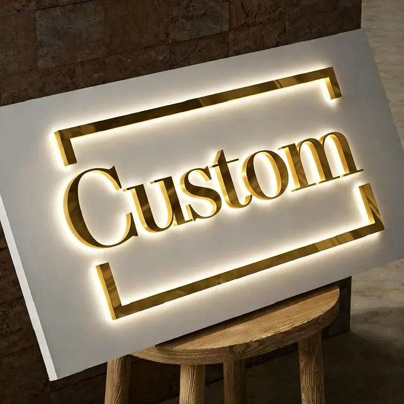 Custom Business 3D logo Sign Custom LED Metal Backlit Sign Indoor Outdoor For Beauty Salon Office Reception Trade Show