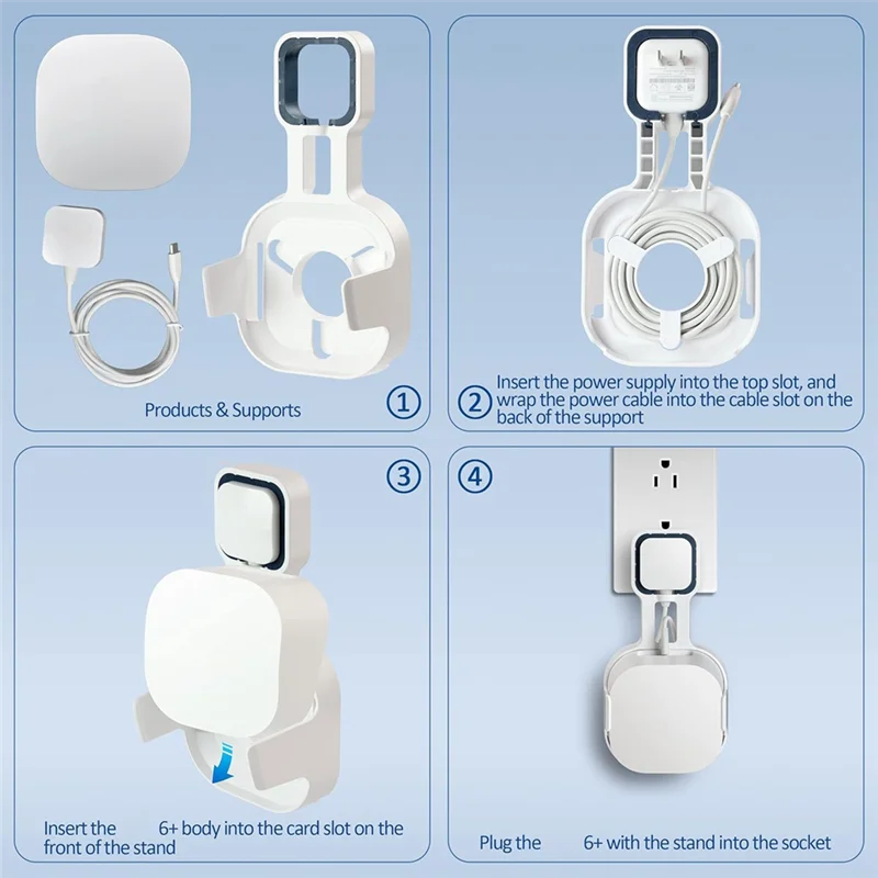 دعامة تثبيت على الحائط لجهاز توجيه Eero 6+ شبكي ثنائي النطاق Wi-Fi 6+، دعامة مقبس قوية، توفير المساحة، إدارة الأسلاك-AA78