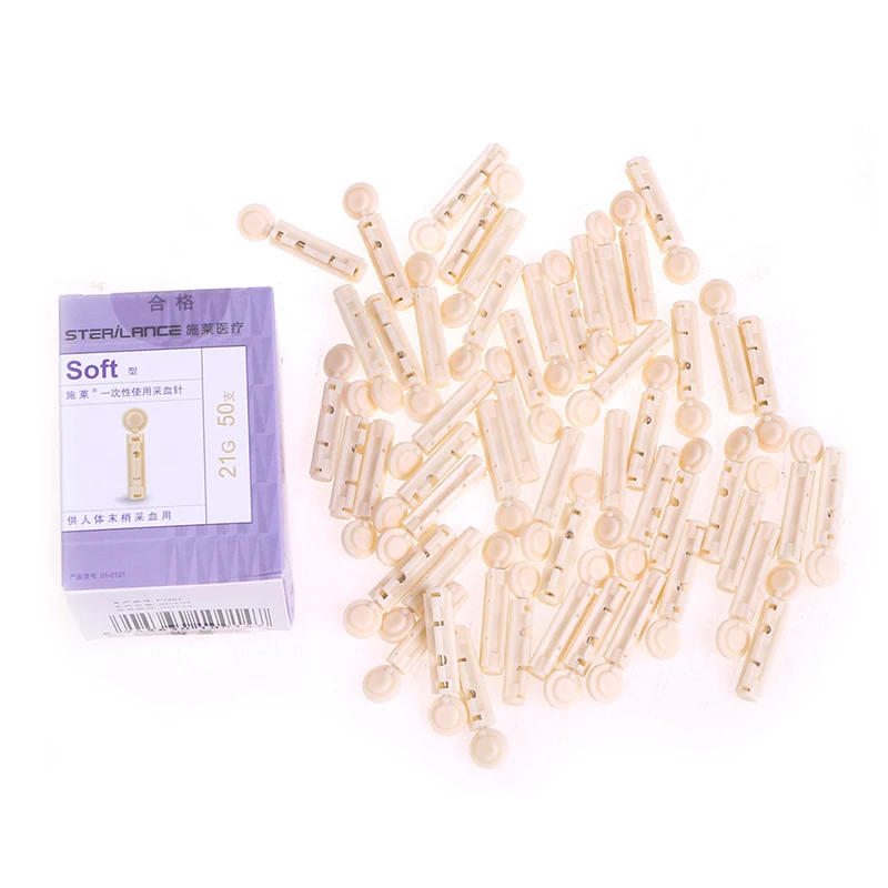 50X Sterile 21G 23G 26G 28G Disposable Needles Stick Use For Pen Sterile Lancets Use Blood Test Testing Kits Glucose Cholesterol