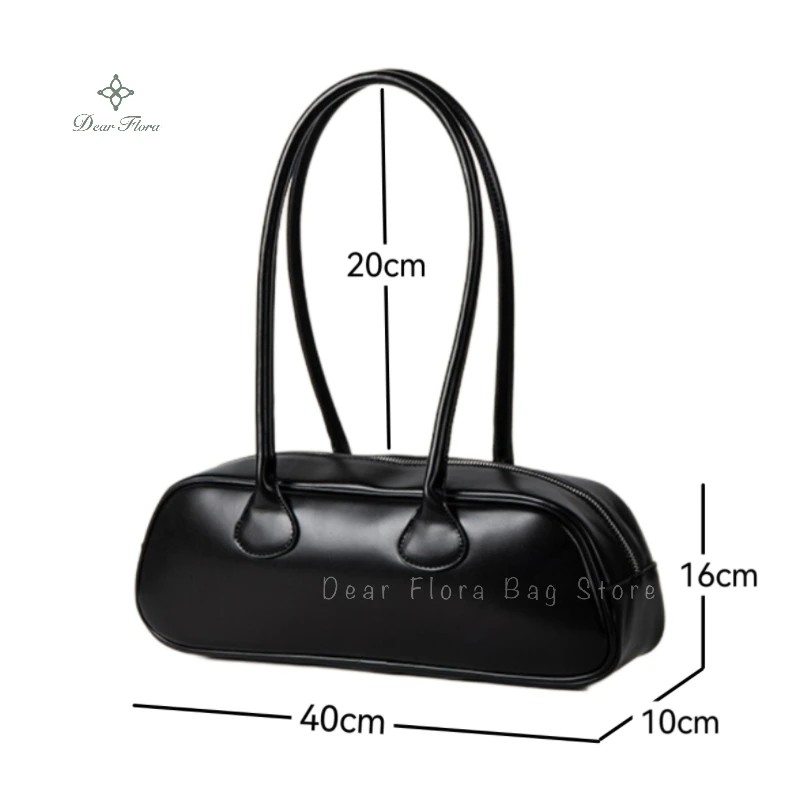 Sac à Main Vintage Simple en PU avec Fermeture Éclair pour Femme, Rétro Y2k, Avancé, Fouet de Luxe, Sous les Bras, Mode Décontractée, Grande Capacité, Initié