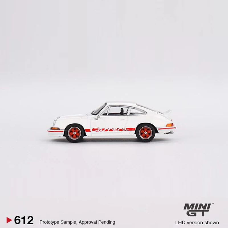 MINI GT 1:64 Model Car 911 Carrera RS 2.7 Grand Prix Alloy Vehicle #612 White Display Gifts