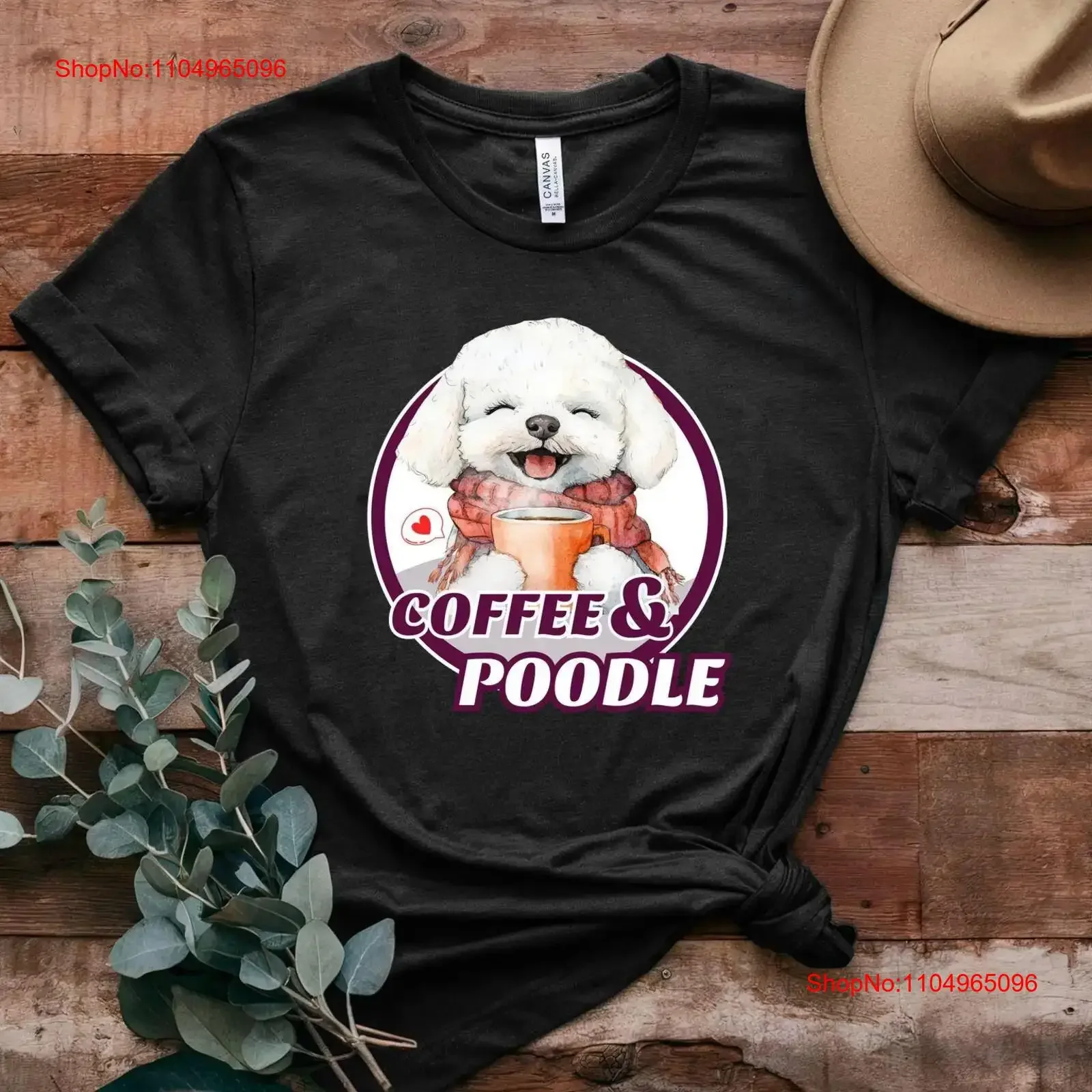 Poodle Coffee Lover T Shirt Coton Parfait pour les Amoureux Amis Unique Chien et Design Tenue Décontracté vintage Lavé Graphique Doux