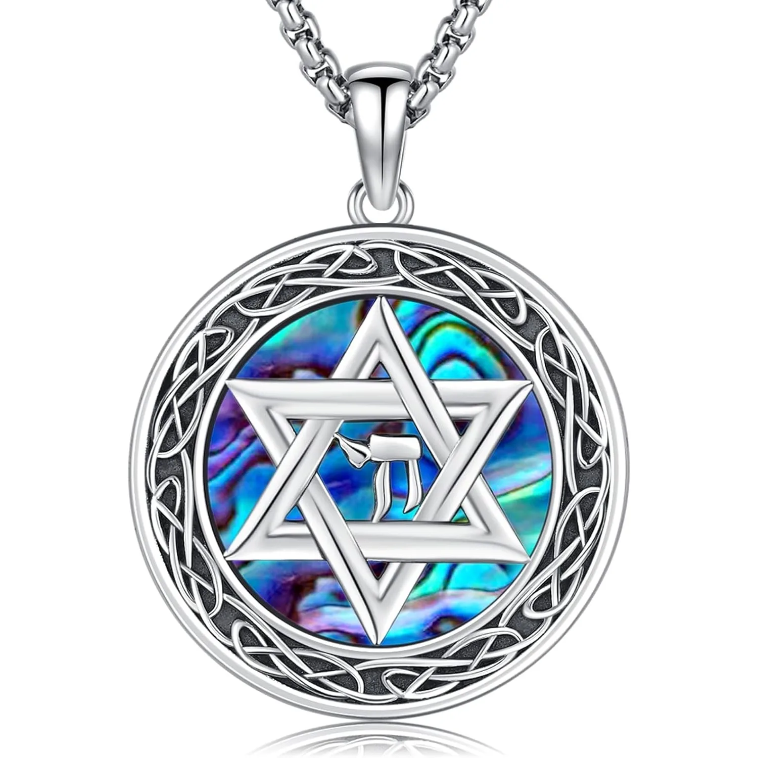 

Wiccan Necklace Star of David Necklace 925 Sterling Silver Star of David Pendant Protection Amulet Necklace Gifts for Women Men