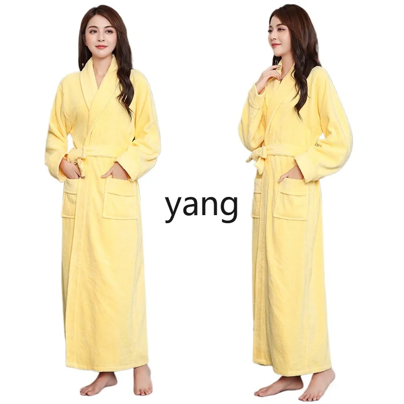 

LMM pure cotton towel material pajamas extended absorbent adult bathrobe cotton men's nightgown