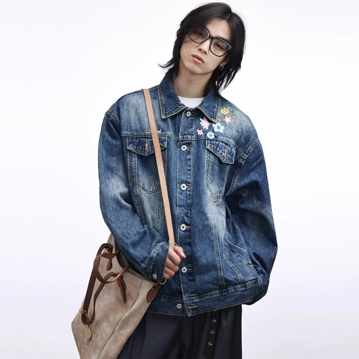 Men's Fashion Style Retro Denim Jacket Autumn Young Boys Street Personality Cardigan Male 90s Single-breasted Long Sleeved Coat