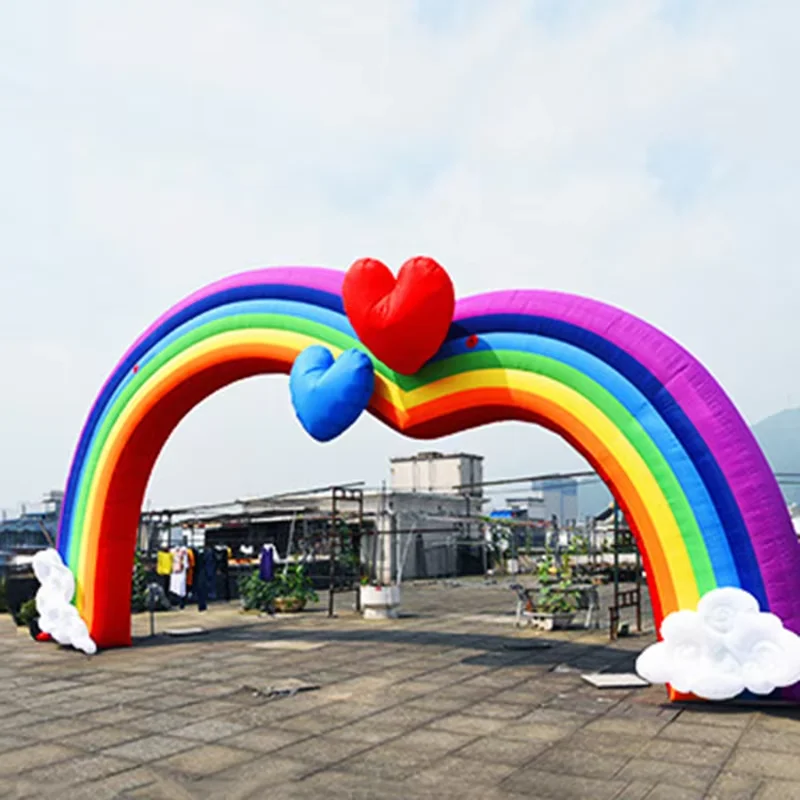 Colorful Inflatable Rainbow Arch with Blower Rainbow Arch Balloon for Outdoor Advertising Party Decoration