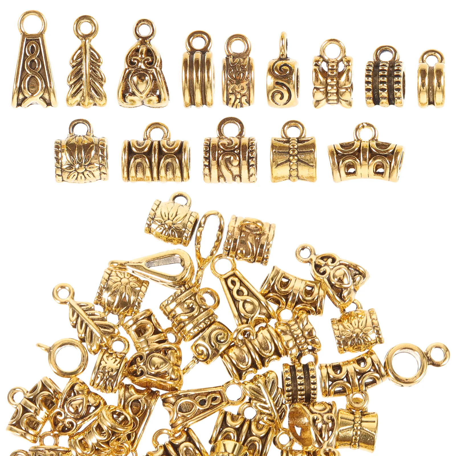 

120 Pcs Alloy Jewelry Making Supplies Pendant Necklace Charm Bead Hanger Locket Bracelet Clasp Gifts Handmade Crafts