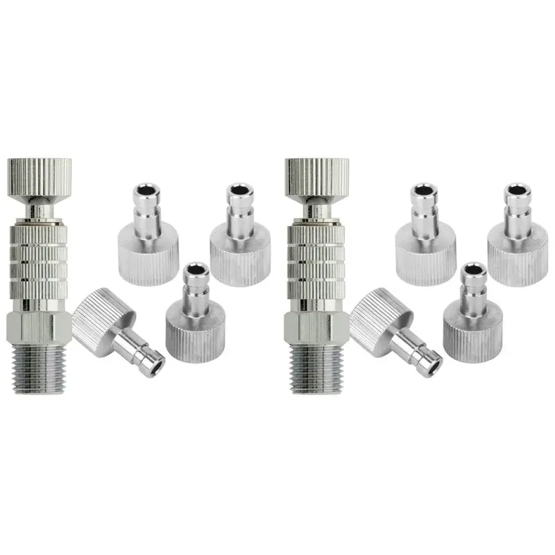 2Set Airbrush Quick Disconnect Coupler Fitting Adapter With 4 Fittings 1/8Inch Part Air Horse Airbrush Quick Connector-B61B