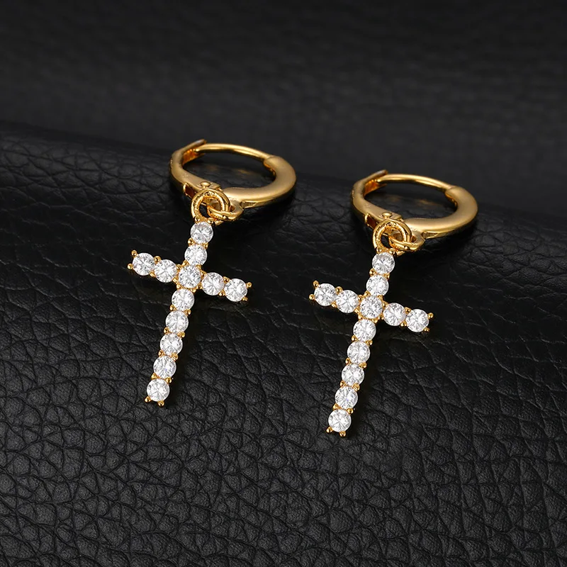 

Men's Day&Night Cross Earrings S925 1000-Zircon Rhodium Plated Hypoallergenic Stage Essential