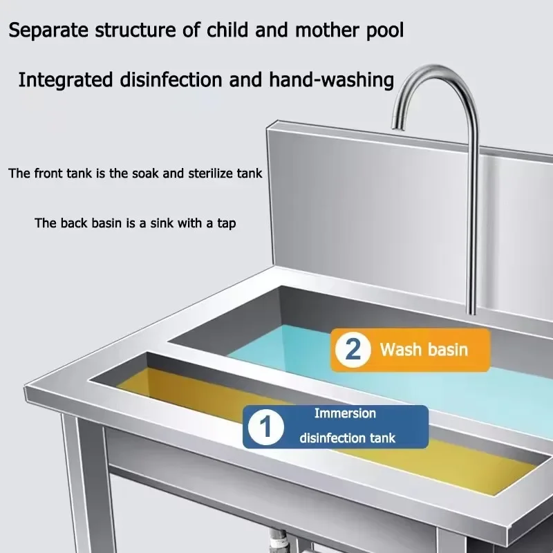 

Stainless Steel Hand-Washing Disinfection Tank Thickened 304 Medical Foot-operated Purification for Food Workshops