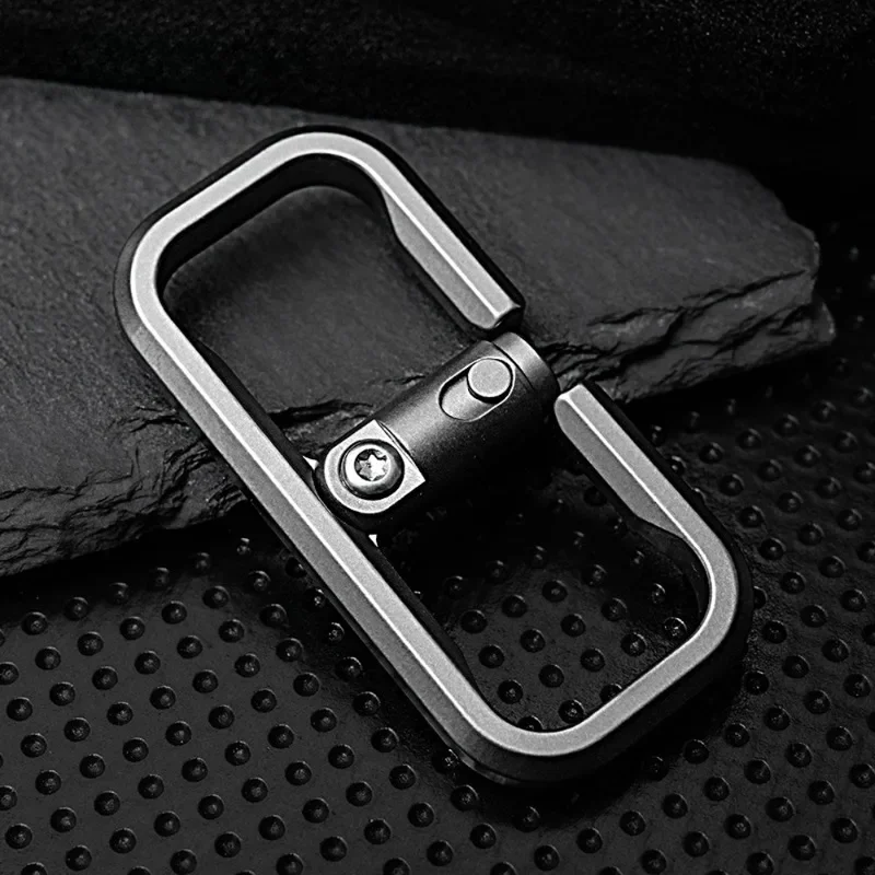 Titanium Alloy Press Lock Position Keychain Outdoor Creative Quick Release Car Buckle Cowhide Pendant EDC Gadget Gift