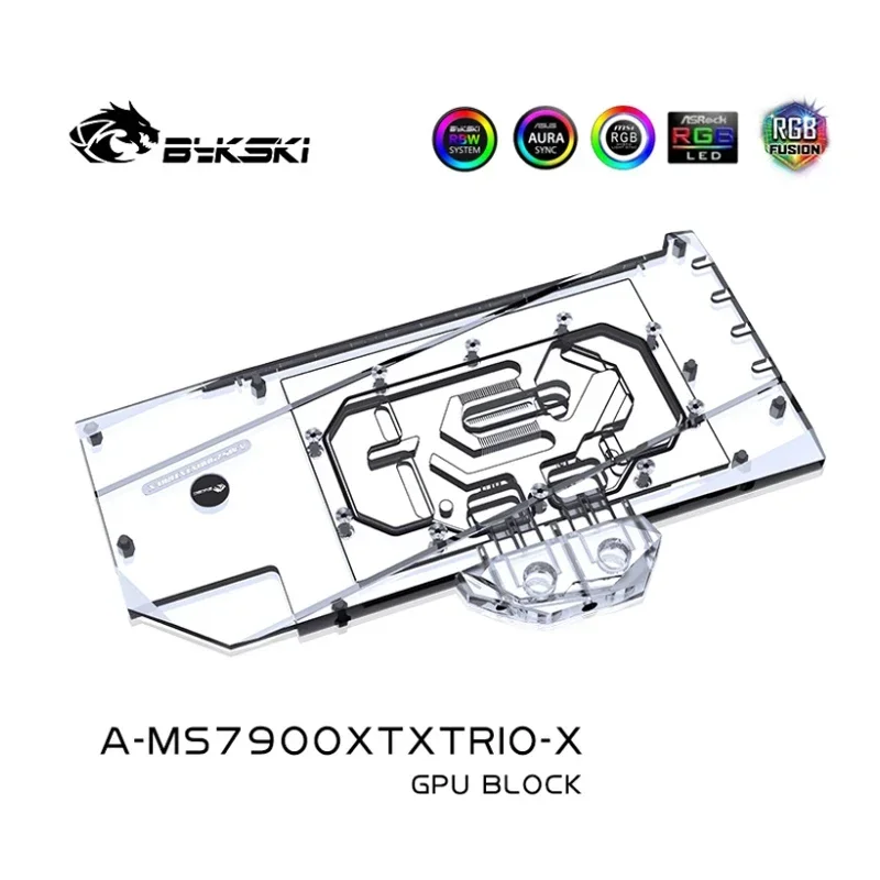 Imagem -02 - Bykski-placa Traseira de Alumínio e Bloco Gpu A-ms7900xtxtrio-x Refrigerador de Água Msi rx 7900 Xtx 5v 12v Rgb Aura Sync