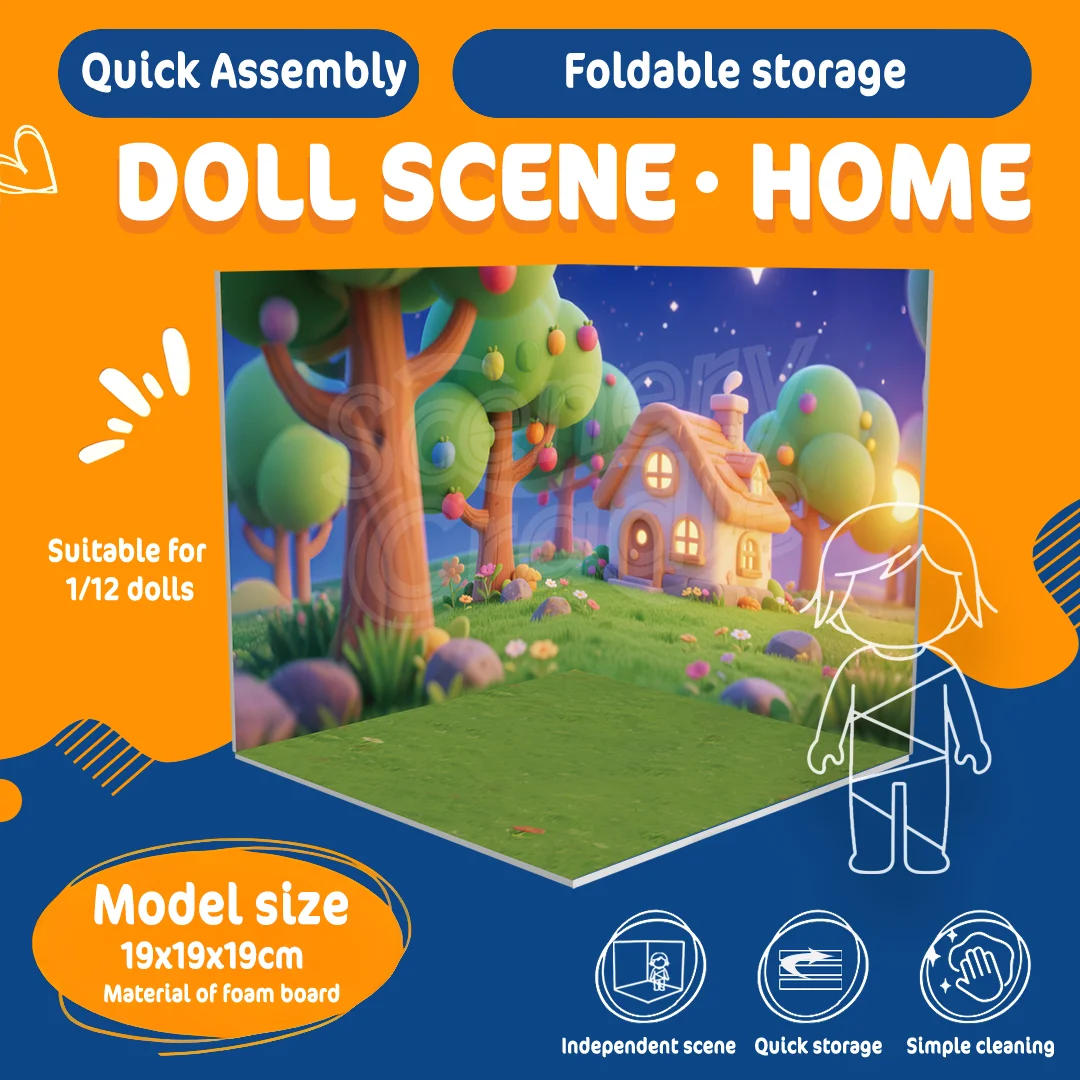 Boîte aveugle tendance, figurines de poupées, scènes d'elfe de la forêt animale, panneau de fond d'affichage en PVC pour vitrines et objets de collection