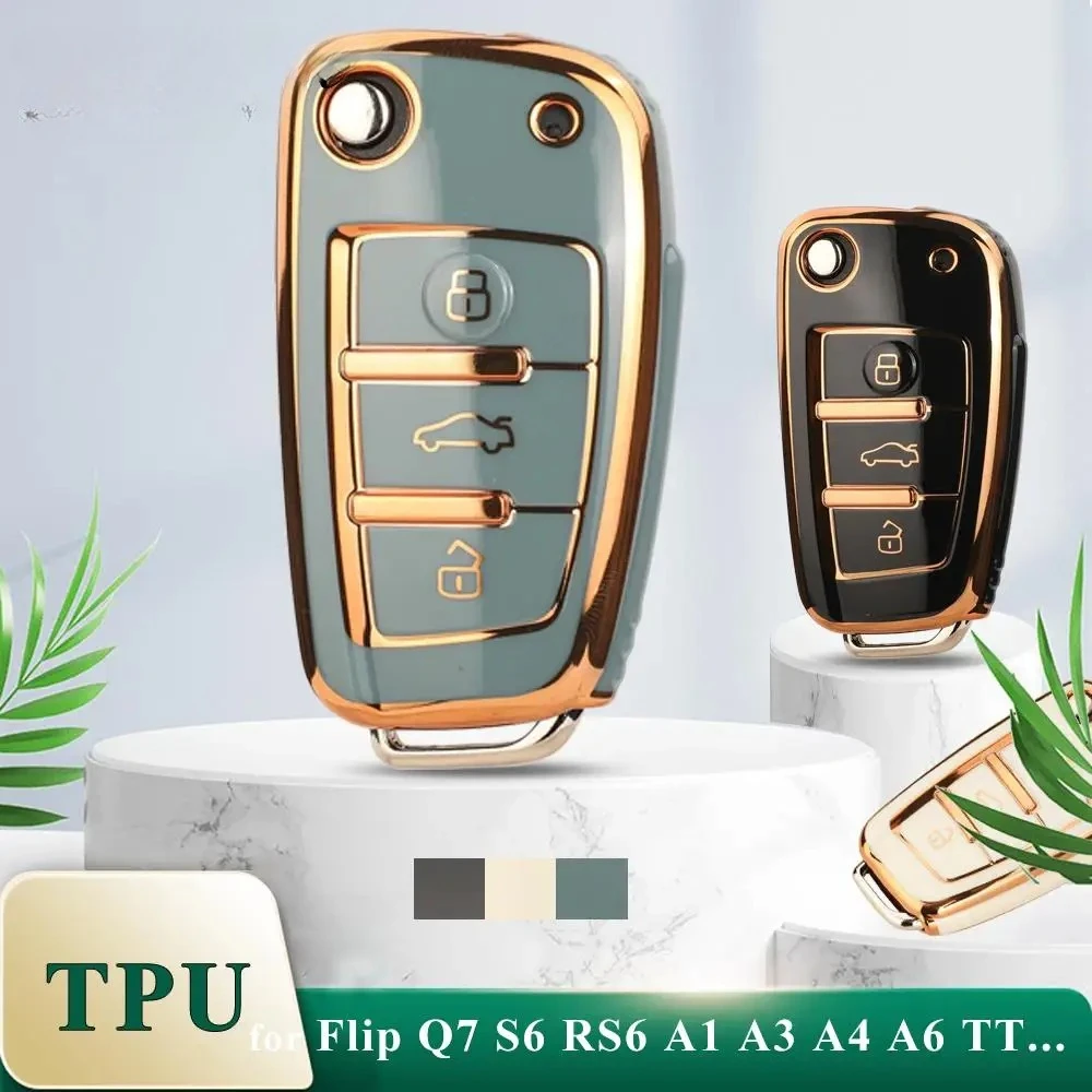 

TPU Car Flip Key Case Cover For Audi A3 A4 B6 B7 B8 A6 C5 C6 RS3 S1 S3 Q3 Q5 Q7 TT Protector Holder Keyless Auto Fob