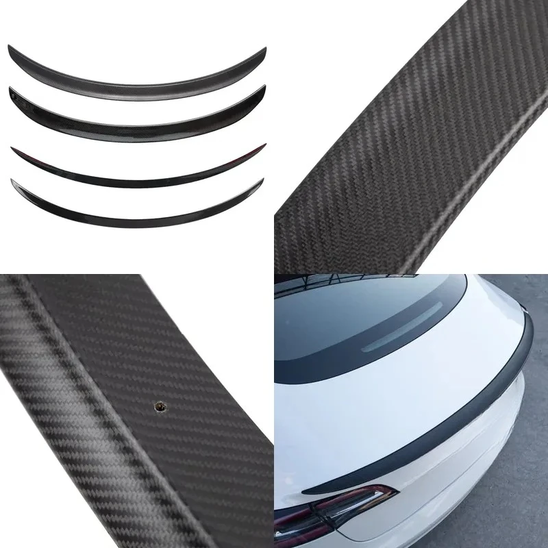for Tesla Model 3 Tail Modified Non Punched True Carbon Fiber Tail Spoiler
