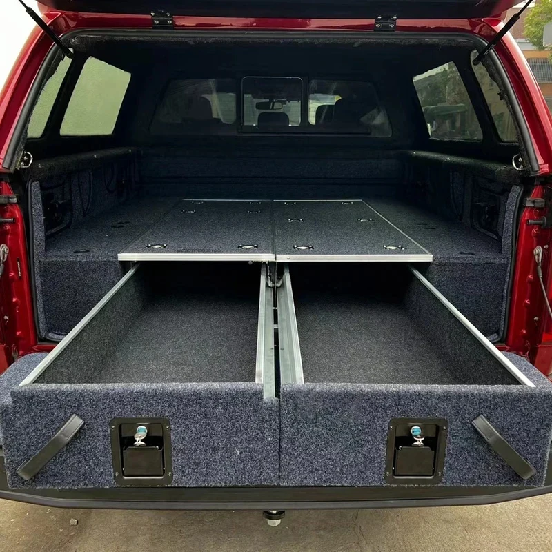 High Quality Aluminum Pickup Truck Bed Camping Slide Out Storage 4X4 Drawers Decked Rear Drawer System For F150