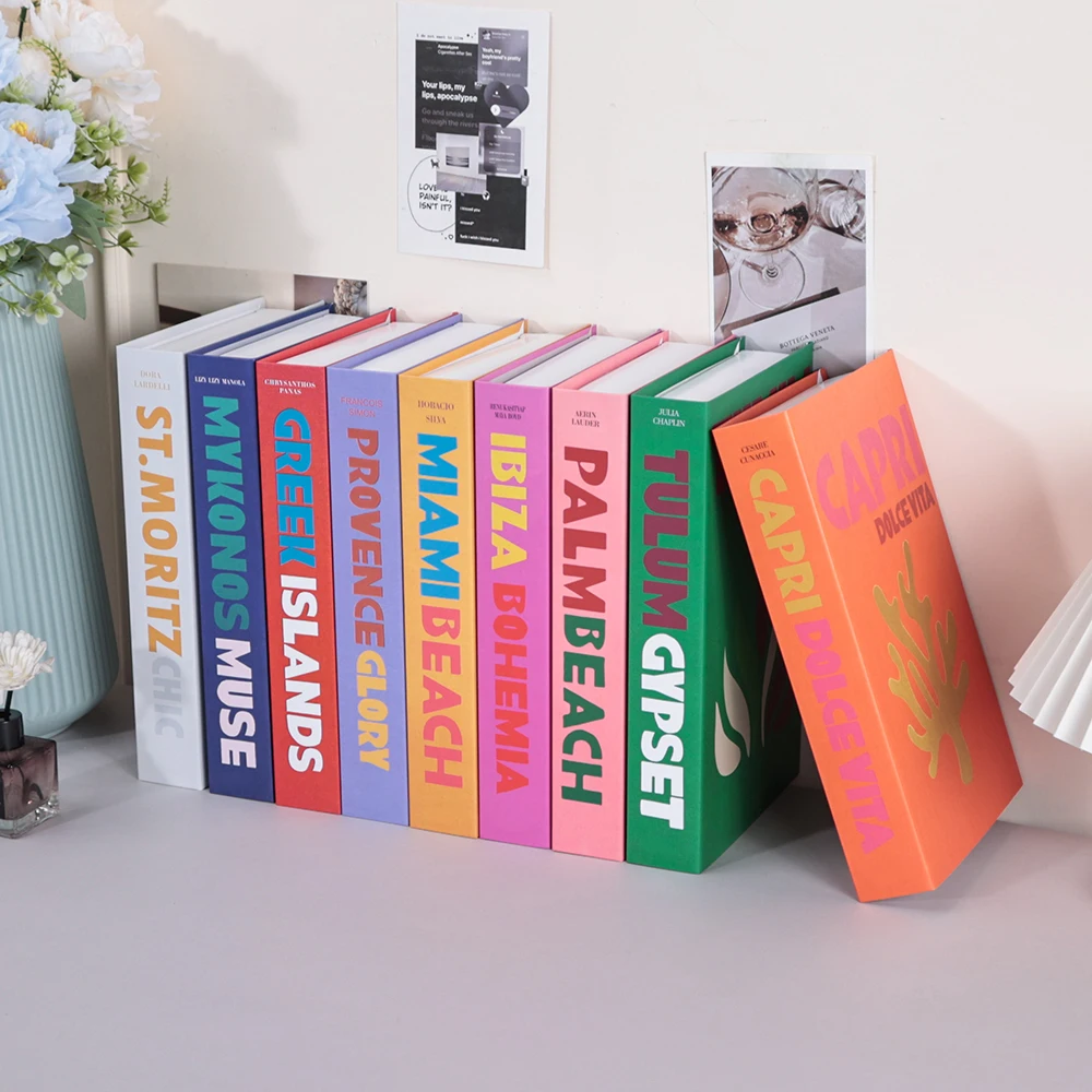 سلسلة أزياء السفر كتب وهمية الديكور غرفة المعيشة جماليات الدعامة الكتب زينة طاولة القهوة الحلي الإضافية