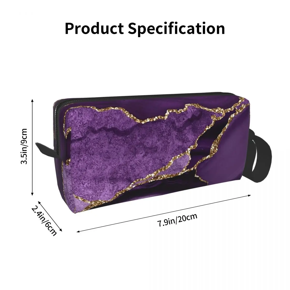 Purple Faux Marble Abstract Landscap Pencil Case for Studen Pen Box Pencil Bag Stationery Supplies Women Organizer Pouch