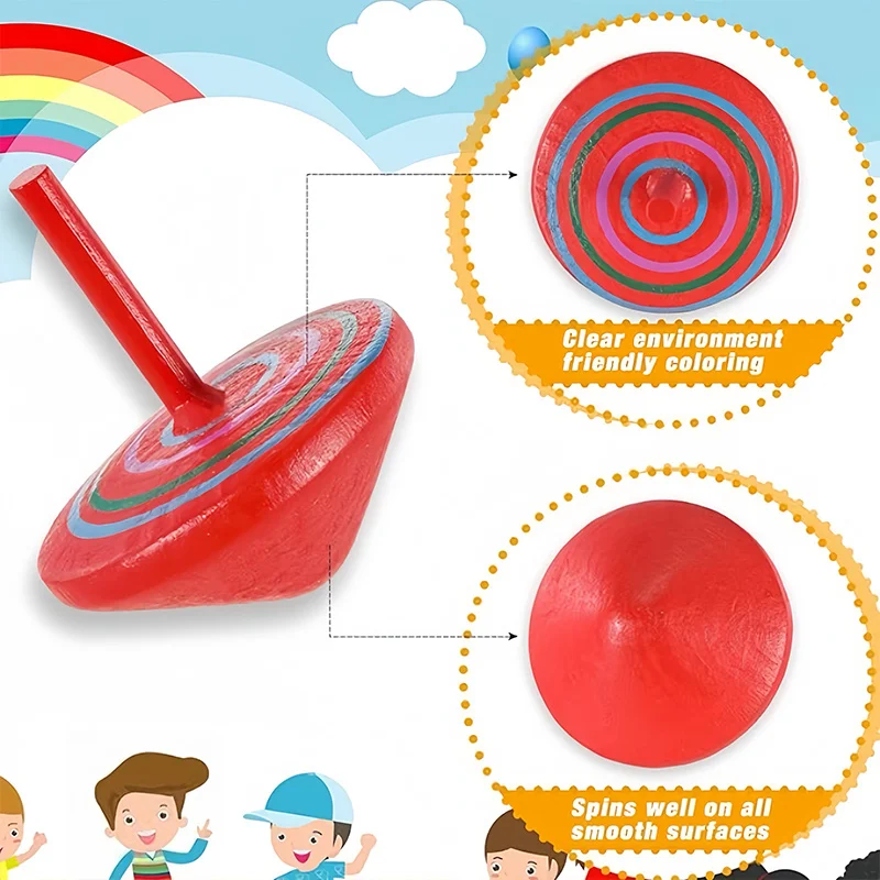 5-30 Stück Holz-Kreisel Regenbogen-Gyro-Spielzeug für Kinder Geburtstagsparty-Geschenke Valentinstag-Geschenk Klassenraumpreis Geschenktüten-Füller – Detail 6