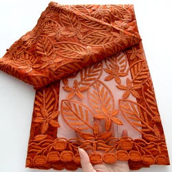 Latest French Mesh Lace Fabric 5Yard Luxury 2025 African Sequine Lace Fabric High Quality Nigerian Bride Wedding Dress for Women