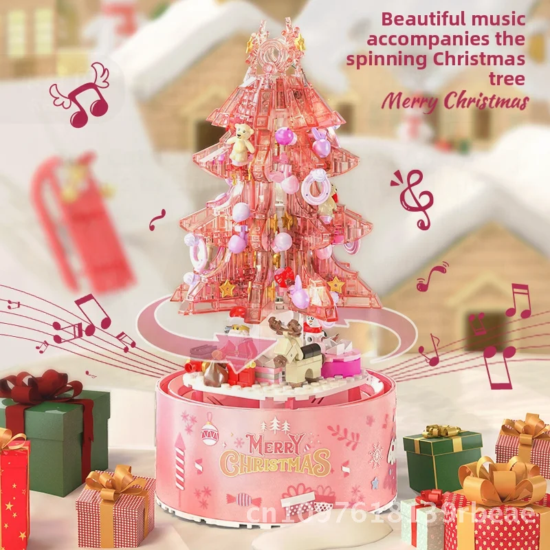 プリンセス クリスマス オルゴール 組み立てブロックセット 小さな粒子 クリスタル クリスマスツリー 教育玩具 子供向け 4-6歳