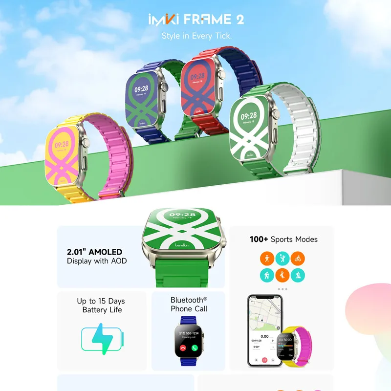 IMIKI HD Screen AMOLED Display Smartwacth 2.01