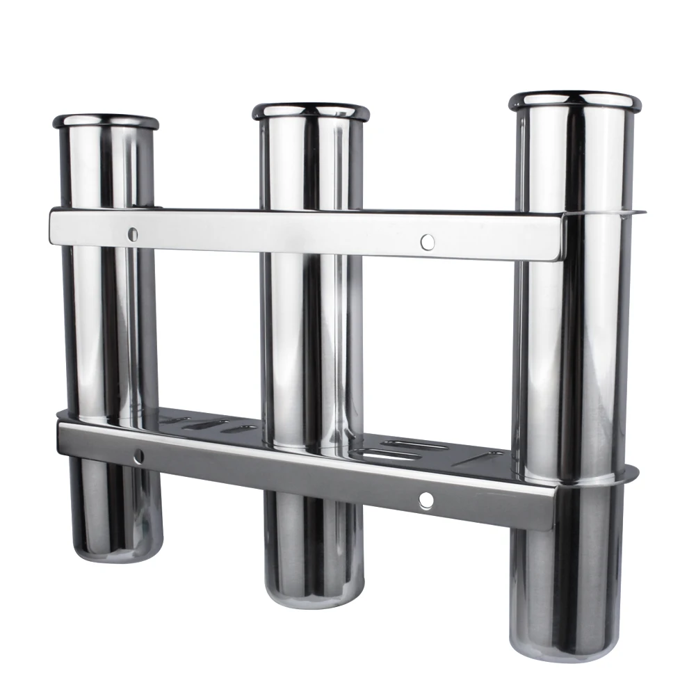 3 Tube Fishing Rod Storage Holder Rack & Boat Organiser Marine Boat Yacht Accessories Stainless Steel