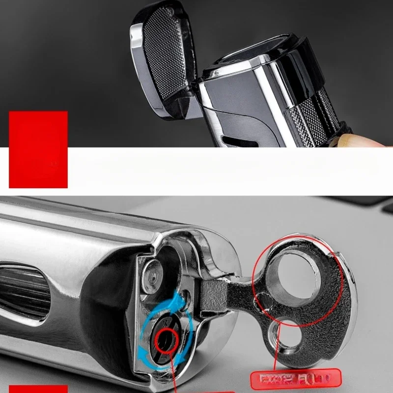 New Silver Jet Torch Lighter with Fuel Window, Windproof, Refillable Butane, Adjustable Flame, Compact & Durable - Detail 1