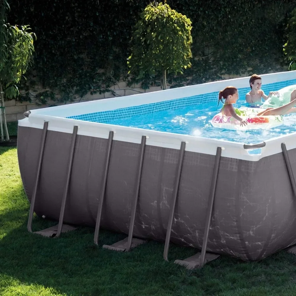 Ensemble de piscine rectangulaire Ultra XTR, flotteurs de salon, rafraîchisseur de 72 canettes, relaxation ultime dans le jardin, 24x12x52