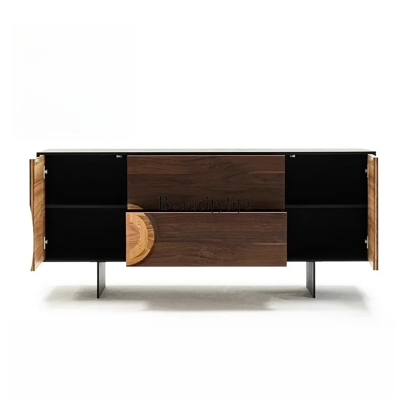 

03.ld14 French retro solid wood cabinet, antique dining side cabinet, living room integrated against the wall