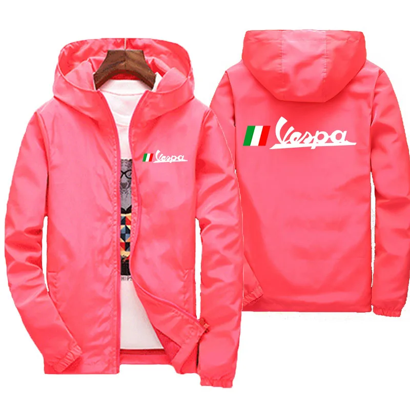 2024 Summer Vespa new bomber casual men's fashion outdoor zipper ultra-thin sports hooded sun protection clothing windbreaker ja