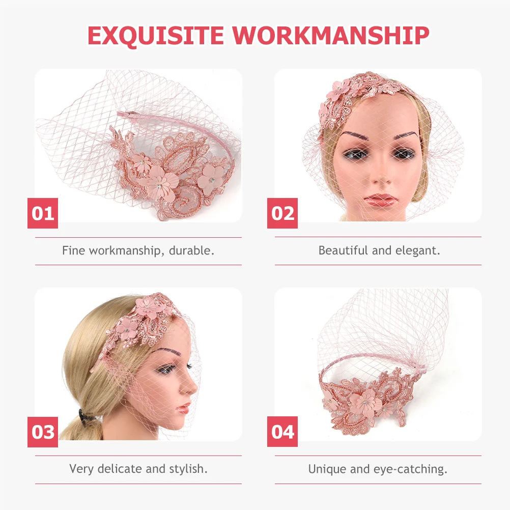 Mesh Lace Headband Hair Fascinators for Women Makeup European American Hats Polyester Tea Party Women's