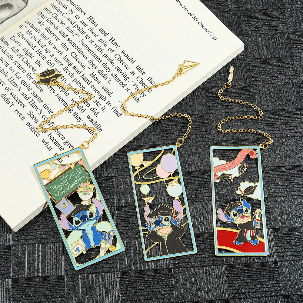 Happy Graduation Party Favors Gifts for Students Cute Cartoon Disney Stitch Creative Brass Bookmark for Fans Collection