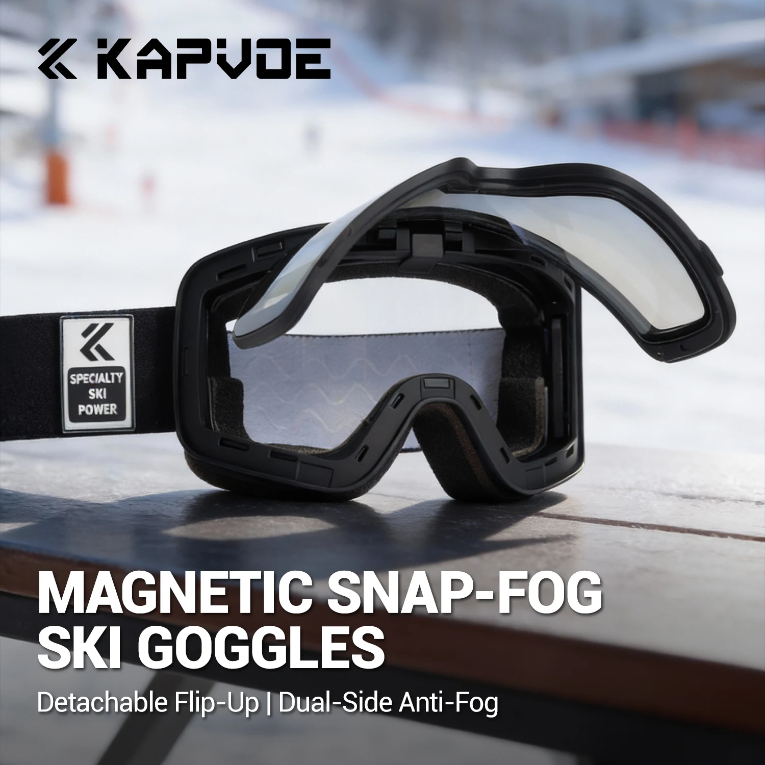 

Kapvoe Men Sports Anti-Fog Flip-up Lenses UV400 Protection Photochromic Ski Goggles Magnetic Women Ski Goggles Snow Sunglasses