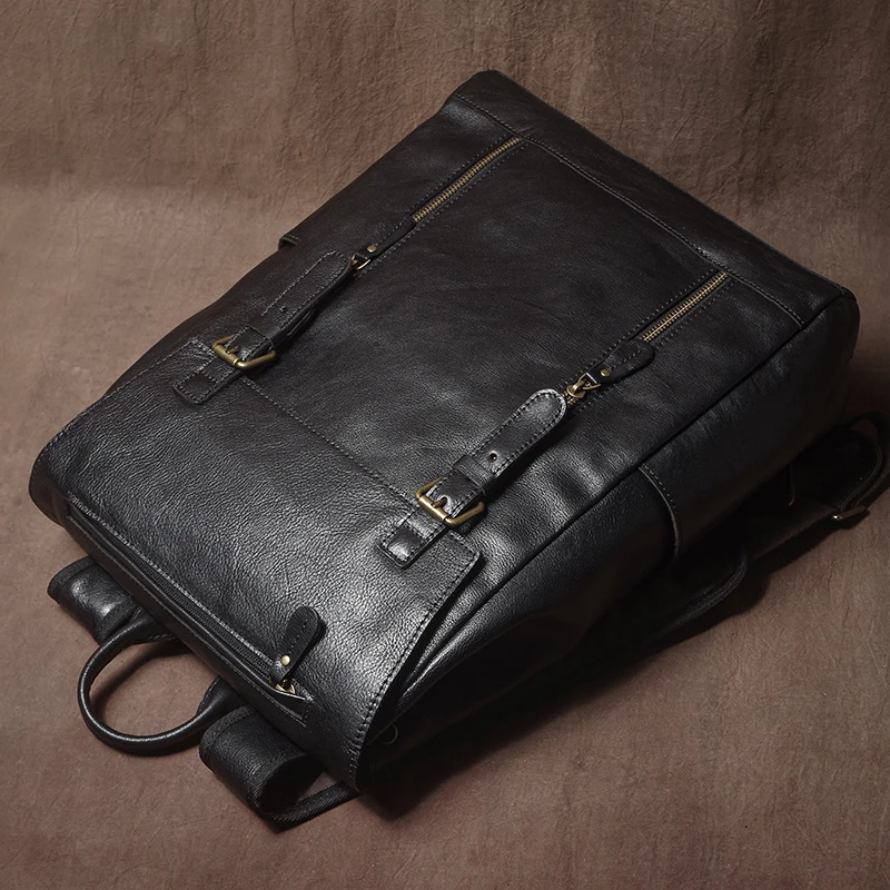 GURO الرجال حقيبة ظهر من الجلد الطبيعي سعة كبيرة 16 بوصة حقيبة لابتوب خمر الأعمال عادية رفرف مشبك دائم حقائب العمل السفر #1