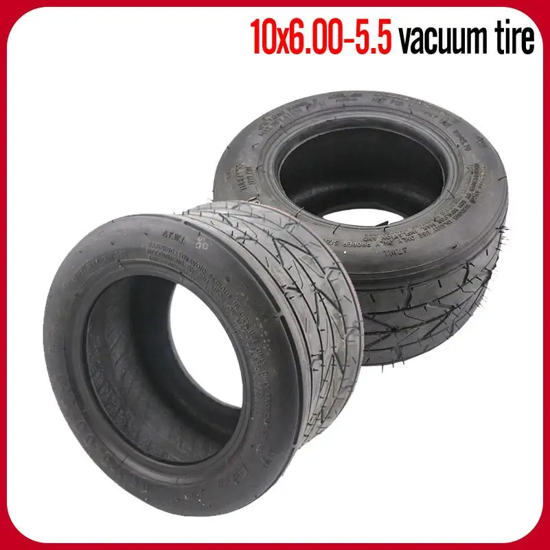 10 Inch Widened Tire 10x6.00-5.5 Motorcycle Vacuum Road Tire Off-road Tubeless Wheel Tire for Mini-Harley Electric Vehicle